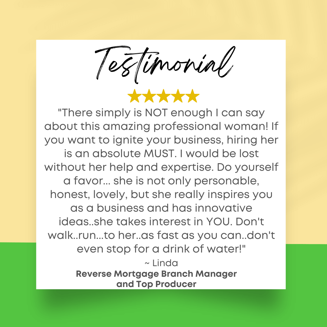 It is a testimonial from a reverse mortgage branch manager.