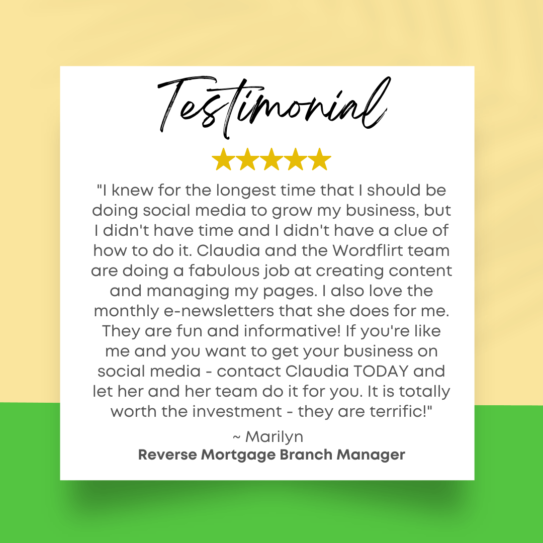 It is a testimonial from a reverse mortgage branch manager.