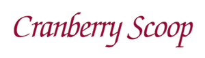 The logo for cranberry scoop is red on a white background.