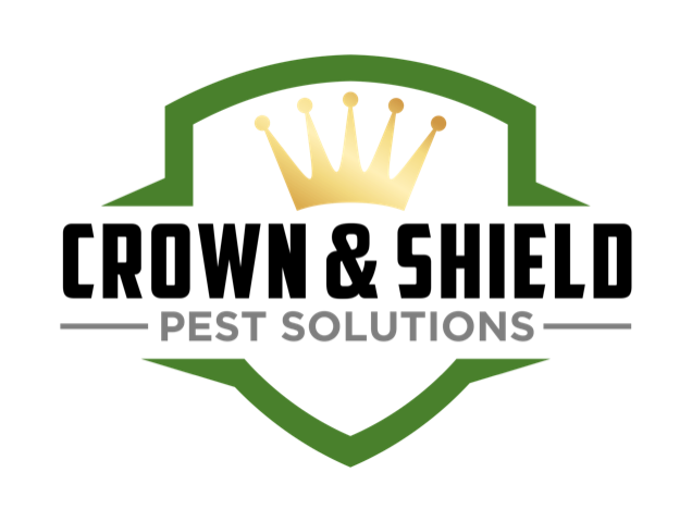 The logo for crown & shield pest solutions has a crown on it.
