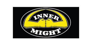 The logo for inner might is a yellow fist on a black background.