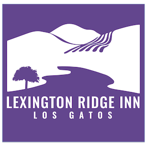 A purple and white logo for lexington ridge inn los gatos