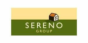 The sereno group logo has a house on it.