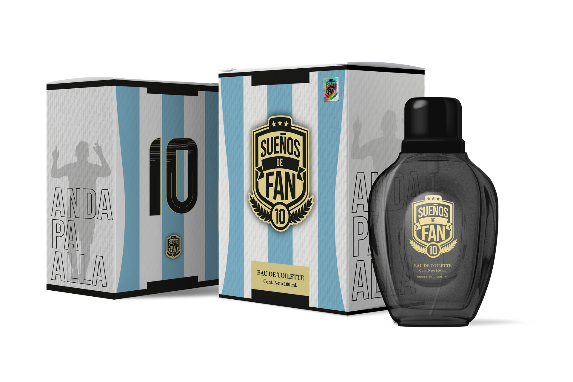 Hay una botella de perfume al lado de una caja con el número 10 en ella.