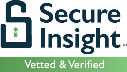 A logo for secure insight that is vetted and verified.