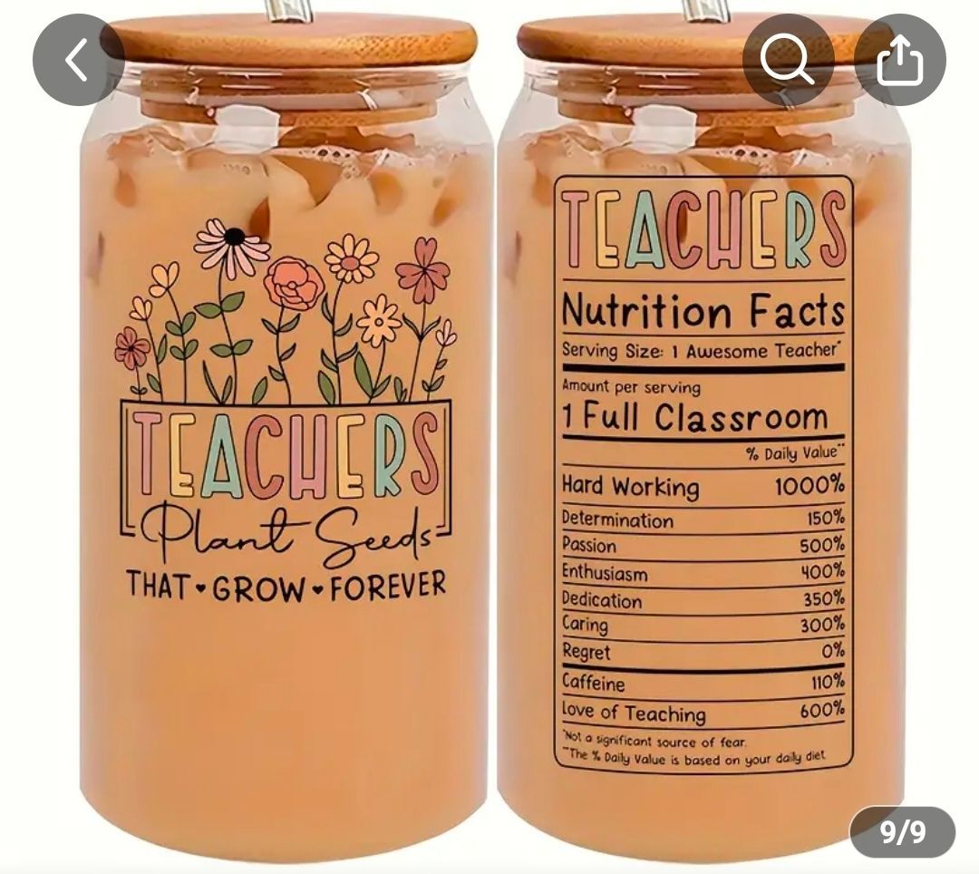 16oz Glass Cup with Lid and Straw