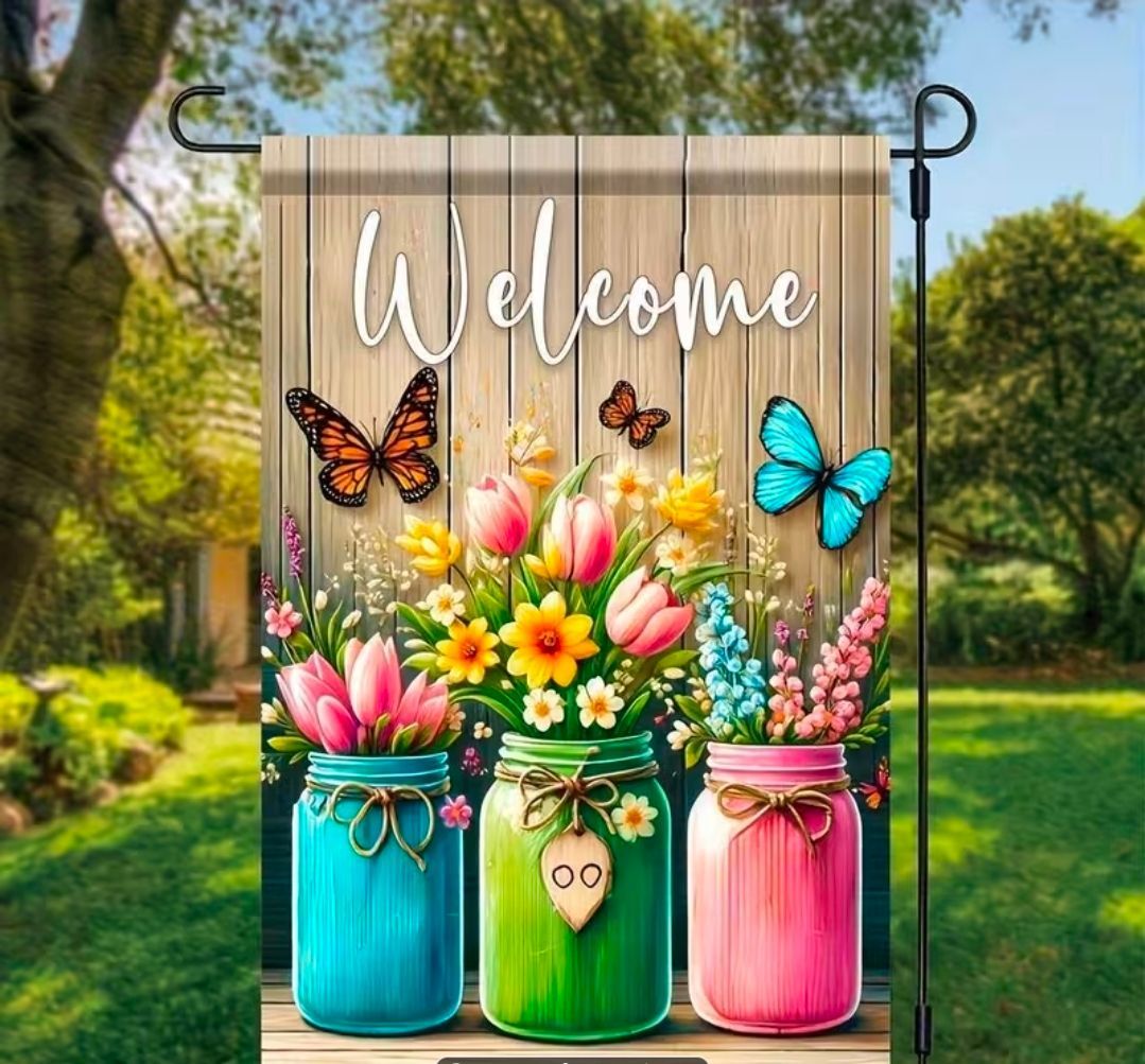 Butterfly Tulip Vase Welcome