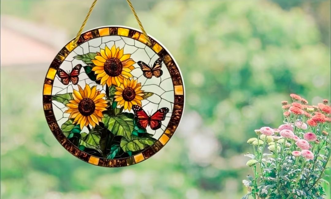 2D Butterfly and Sunflower Sun Catcher