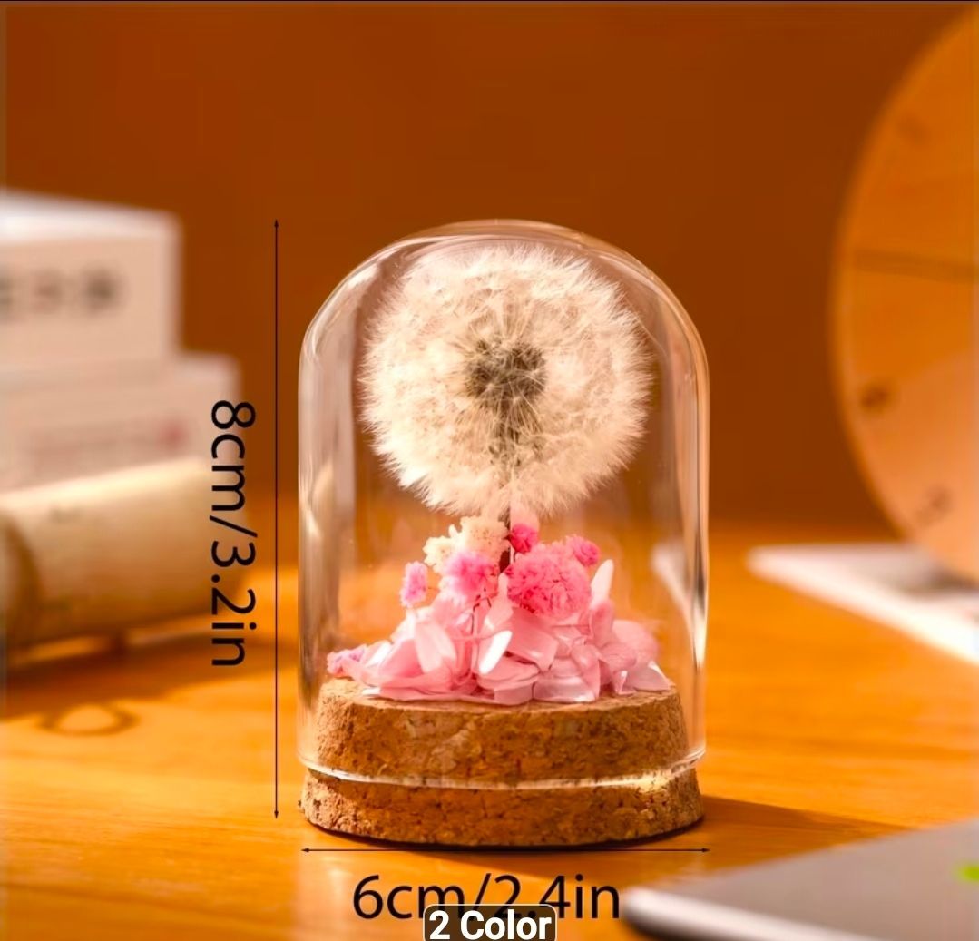Eternal Dandelion in Glass Dome, RED