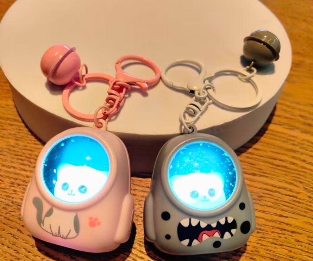 2.25 Inch Bear Backpack Night Light Keychain, PINK