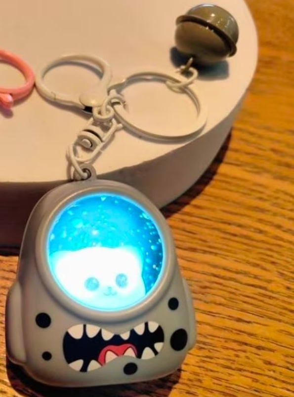 2.25 Inch Bear Backpack Night Light Keychain, GRAY