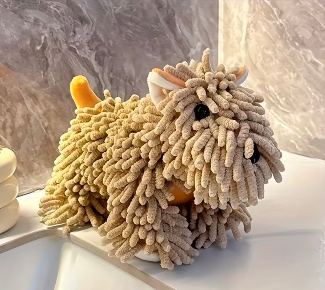 A Hand Towel Designed Like a Puppy, TAN