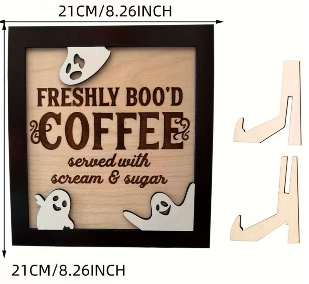 Double-Layered Wooden Coffee Sign