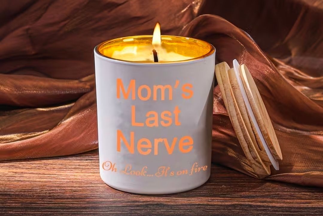 Moms Last Nerve Lavender Scented Soy Engraved Candle