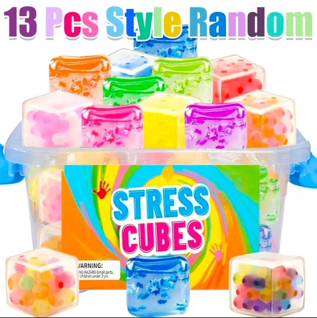 Mixed Assorted Stress Cube Bulk , 13 pcs