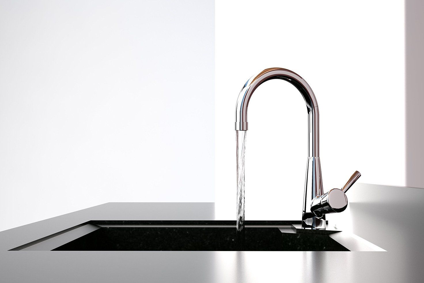 Kitchen Faucet With Running Water — Kitchen Designer in Charmhaven, NSW