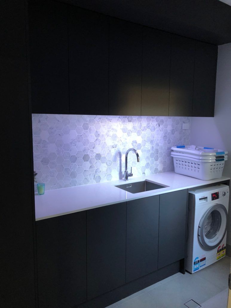 Black Laundries Cabinets — Kitchen Designer in Gosford, NSW