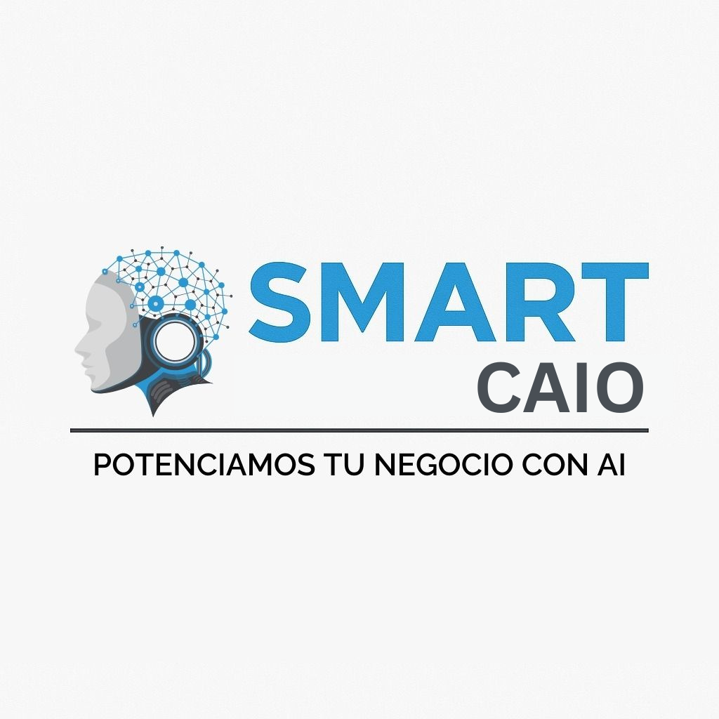Logo for Smart Caio, an AI company, featuring an AI face and text 