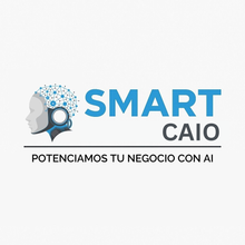 Logo for Smart Caio, an AI company, featuring an AI face and text 