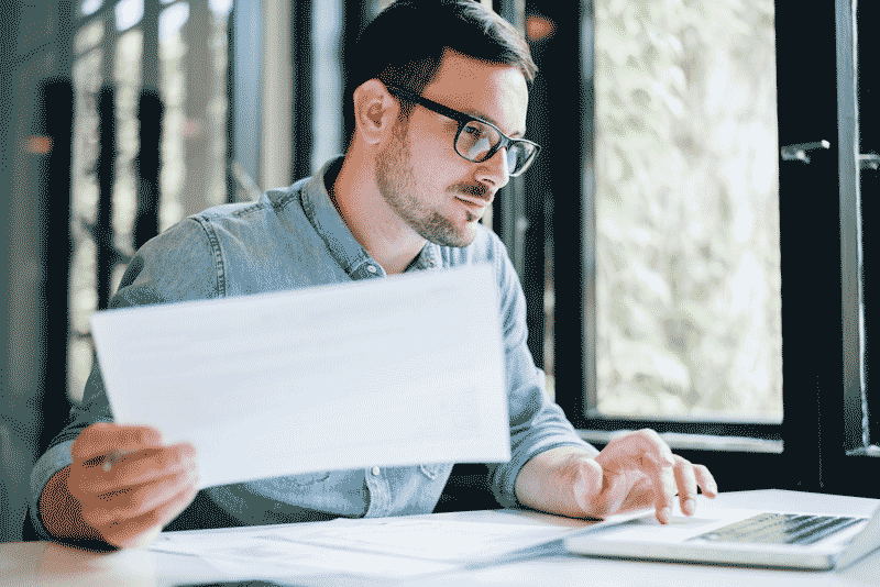 accountant looking at computer