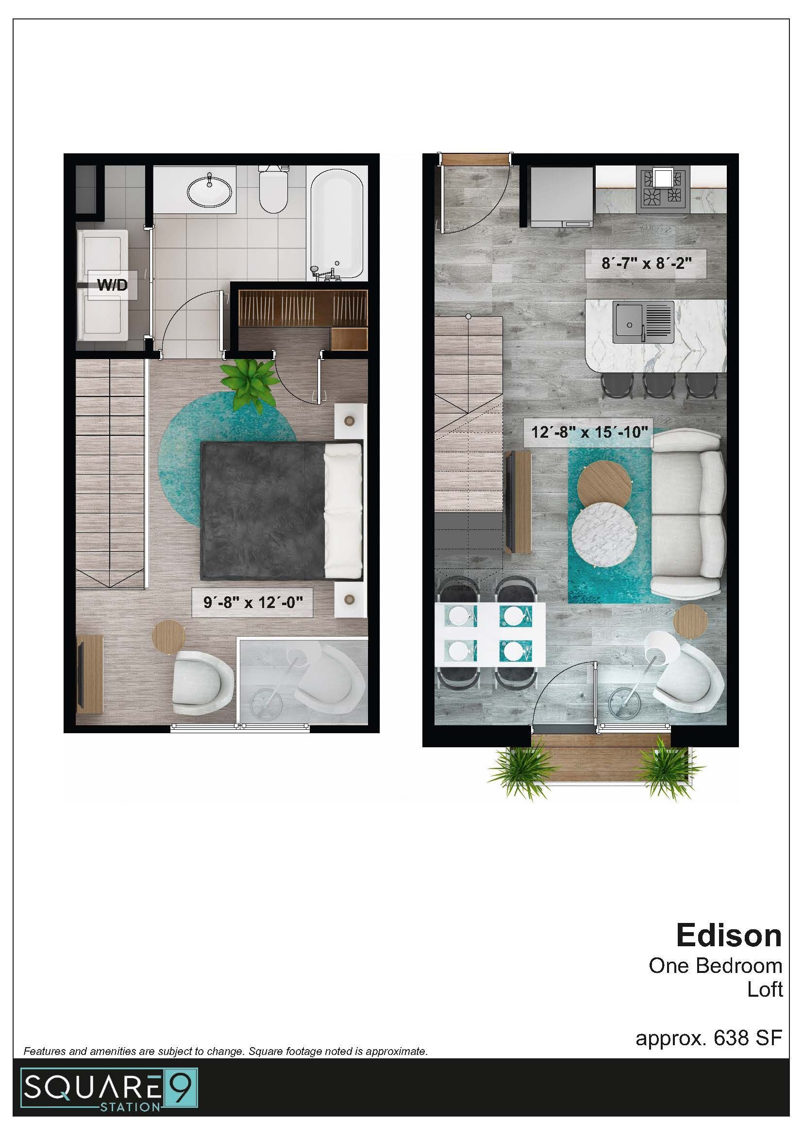 Floor plan of a two-story apartment, labeled