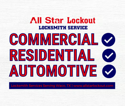 Logo for All Star Lockout: commercial, residential, automotive locksmith services in Waco, TX.