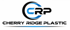 Cherry Ridge Plastic logo. Green and gray cylinder, black text.