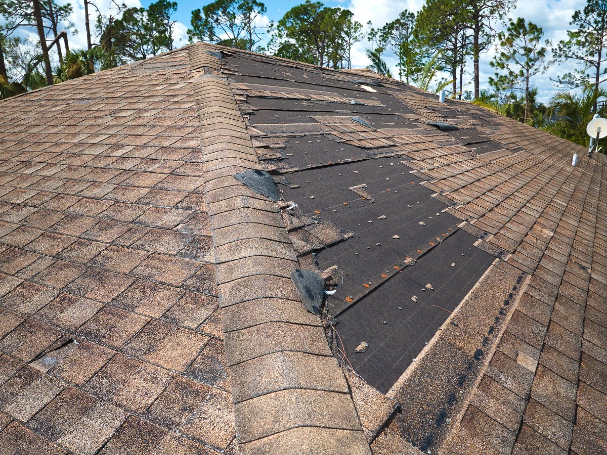 damaged roof coating