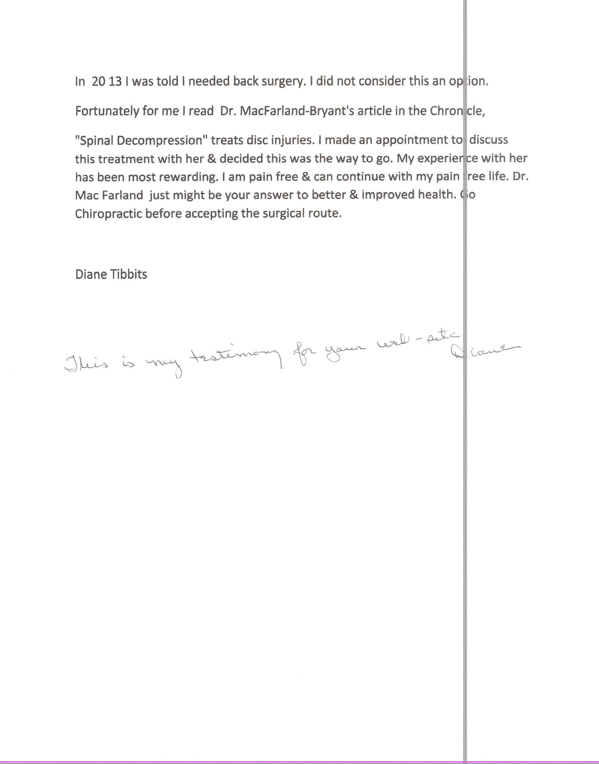 Handwritten letter with black text on white paper.