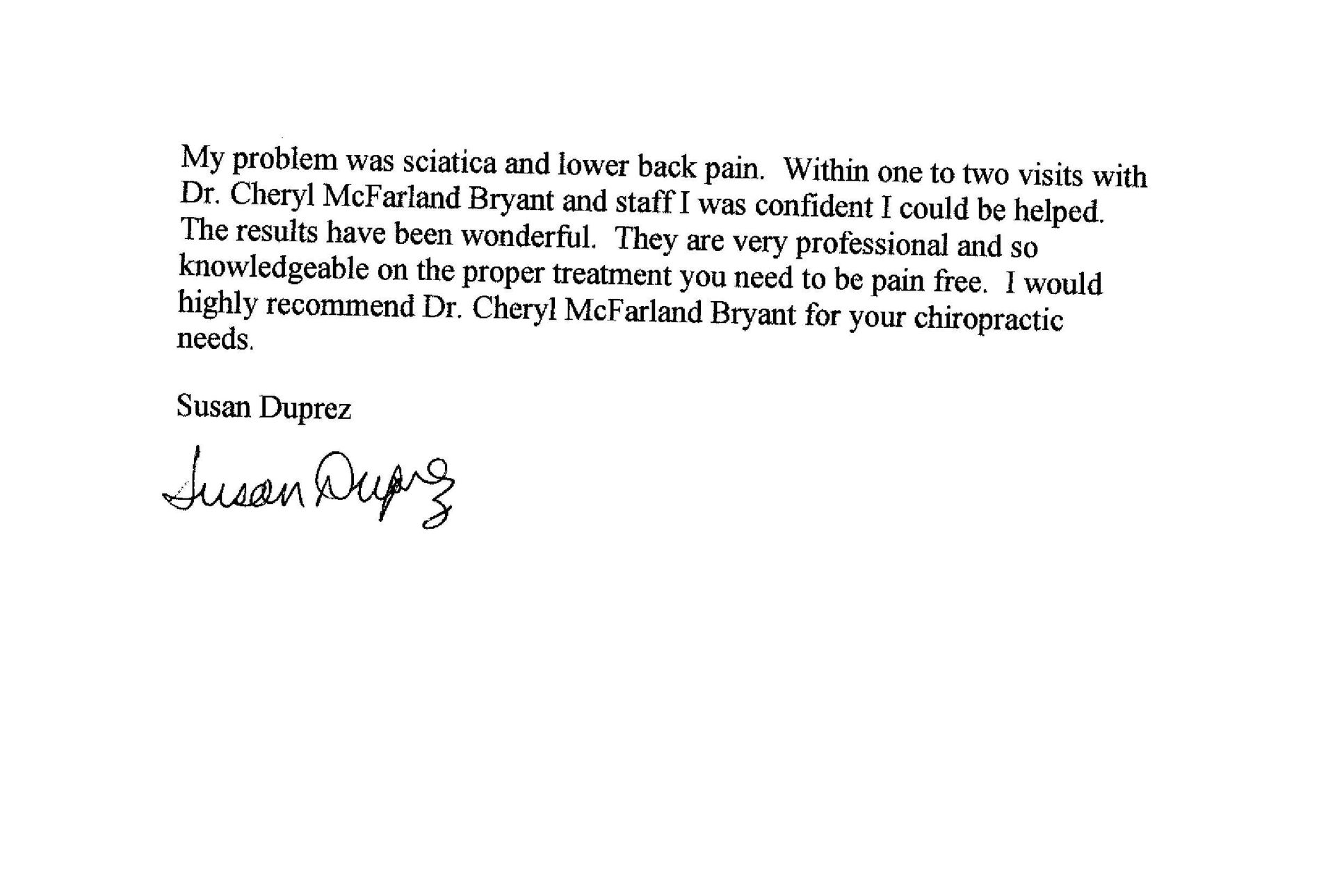 Handwritten note signed 