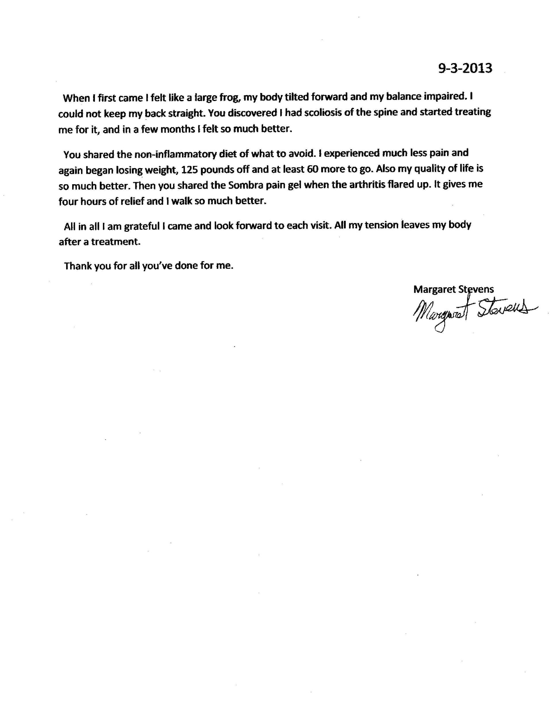 Handwritten letter on white paper, dated 8/2/2013, with a signature.