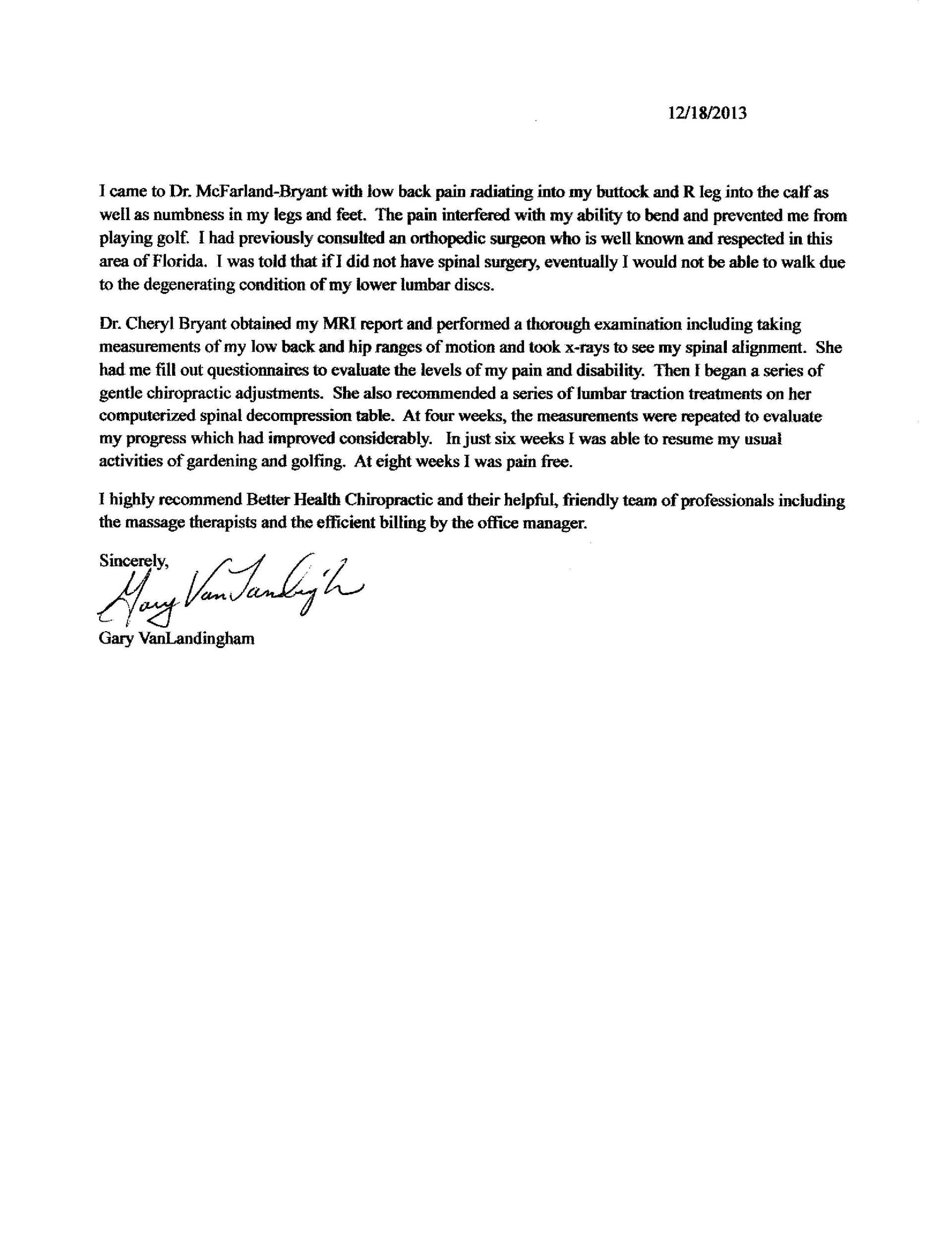 Letter with text and signature.