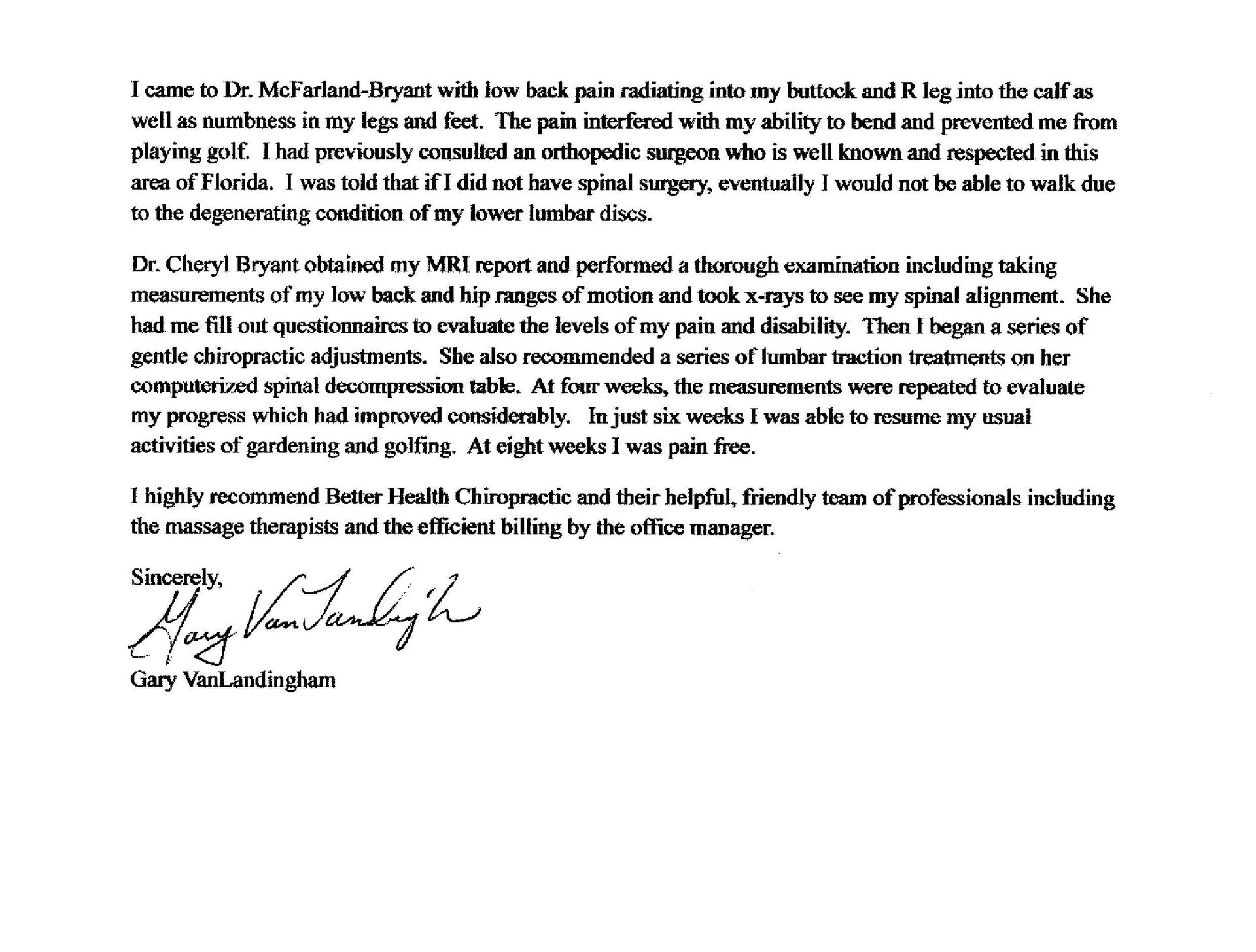 Letter with text and signature.