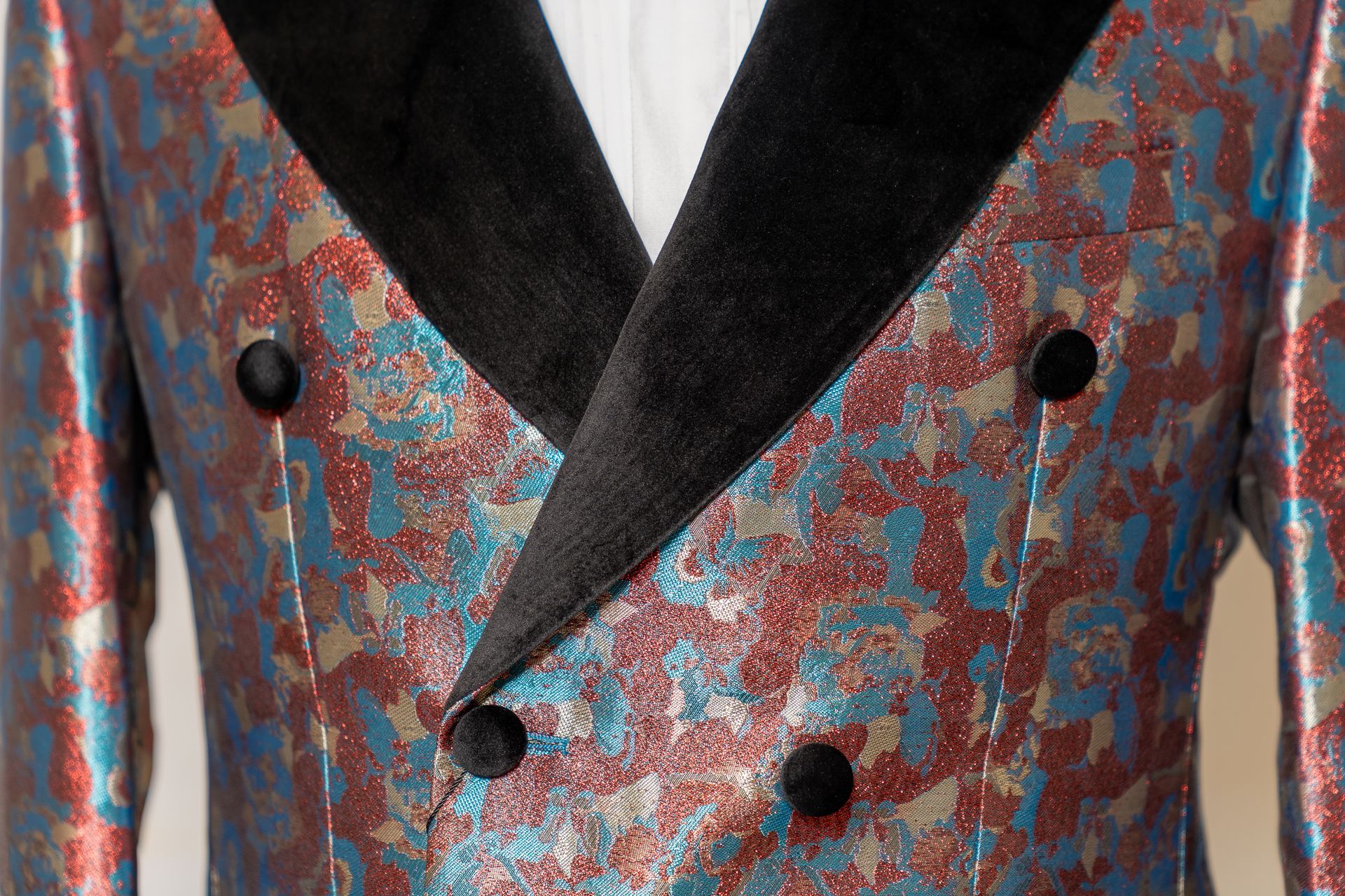Floral pattern Double-Breasted Slim Fit Tuxedos with Peaked lapel