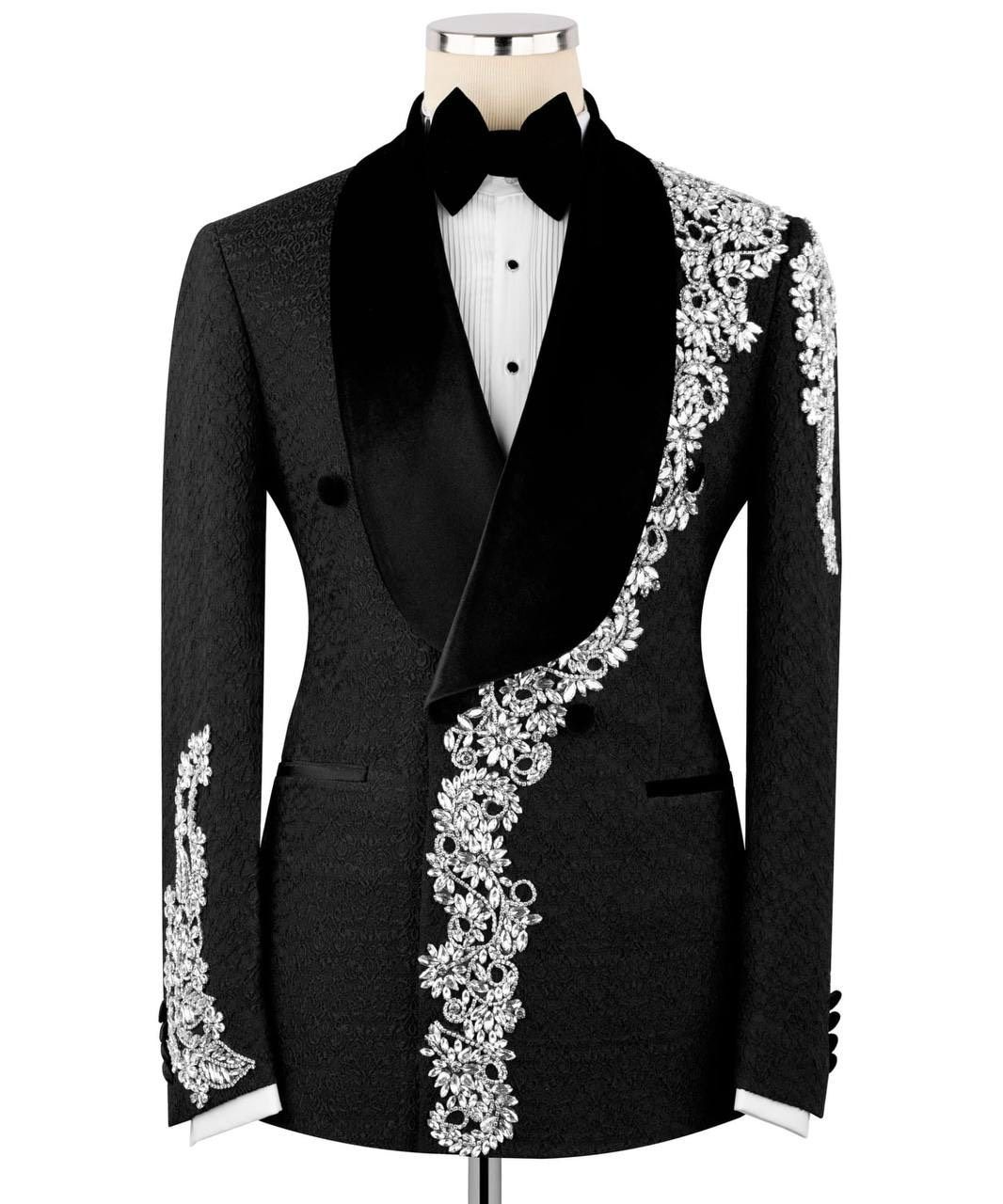 ORIGINAL MILANO –2Pcs Black Couture Embroidered Tuxedo