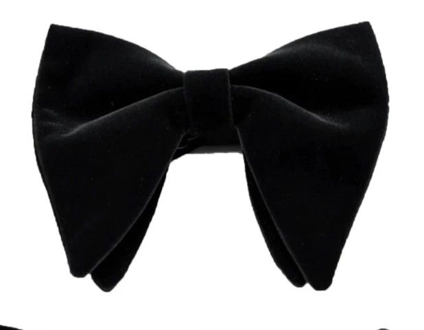 Black Stain Butterfly Bow Tie With Pocket Square