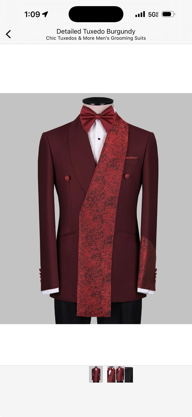 ORIGINAL MILANO –2Pcs Burgundy Statement Double-Breasted Tuxedo