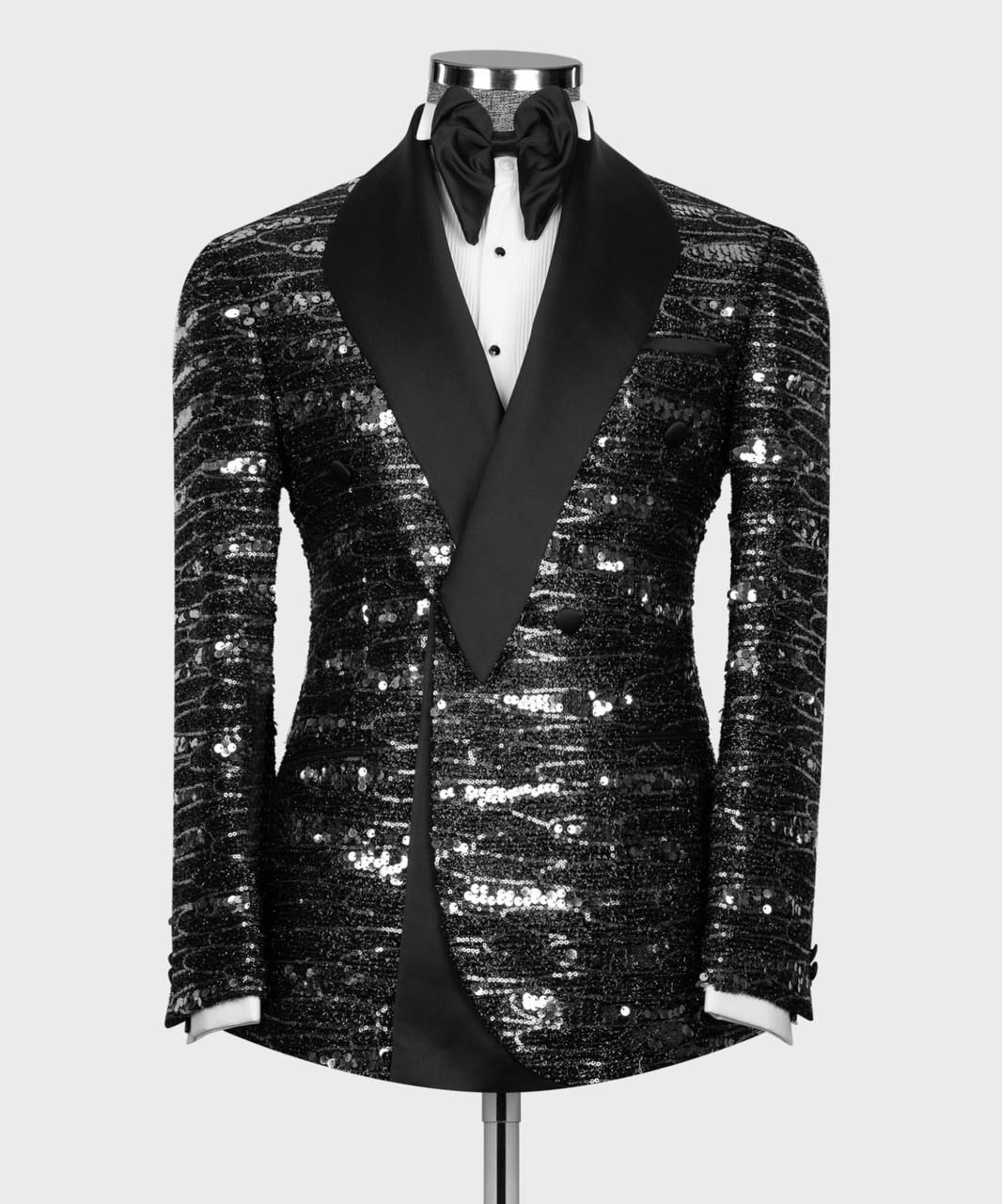 ORIGINAL MILANO –2Pcs Black Sequin Royal Tuxedo