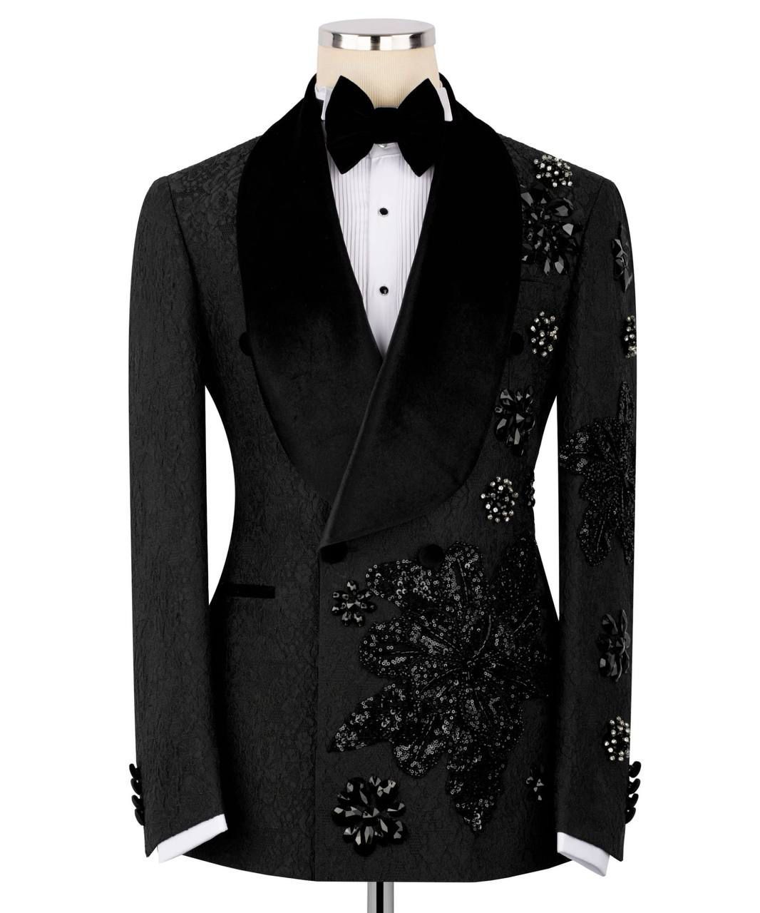 ORIGINAL MILANO – 2Pcs Midnight Noir Floral Couture Tuxedo