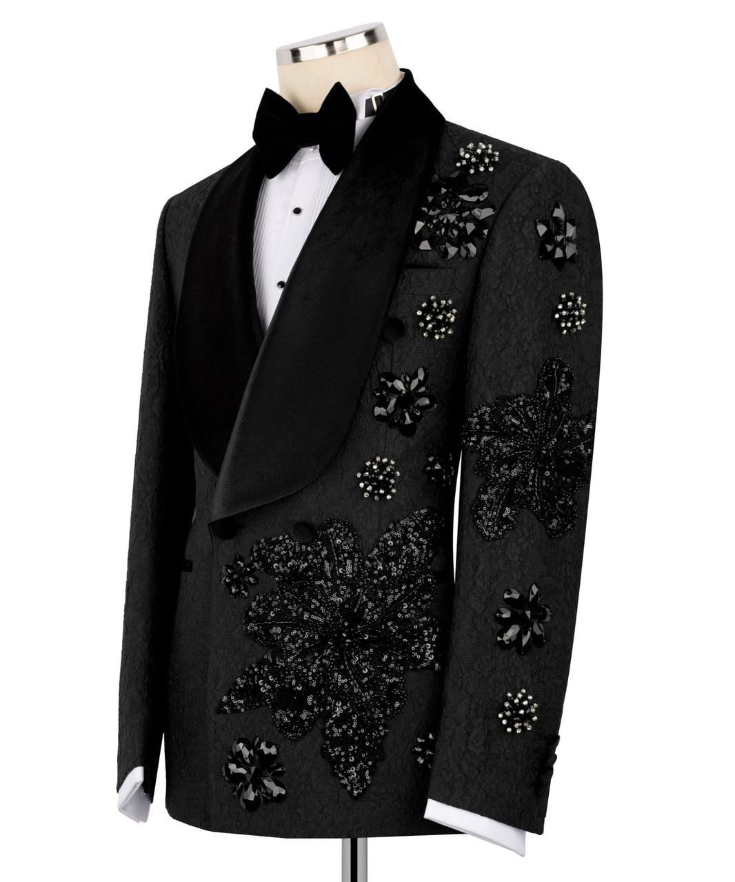 ORIGINAL MILANO – 2Pcs Midnight Noir Floral Couture Tuxedo