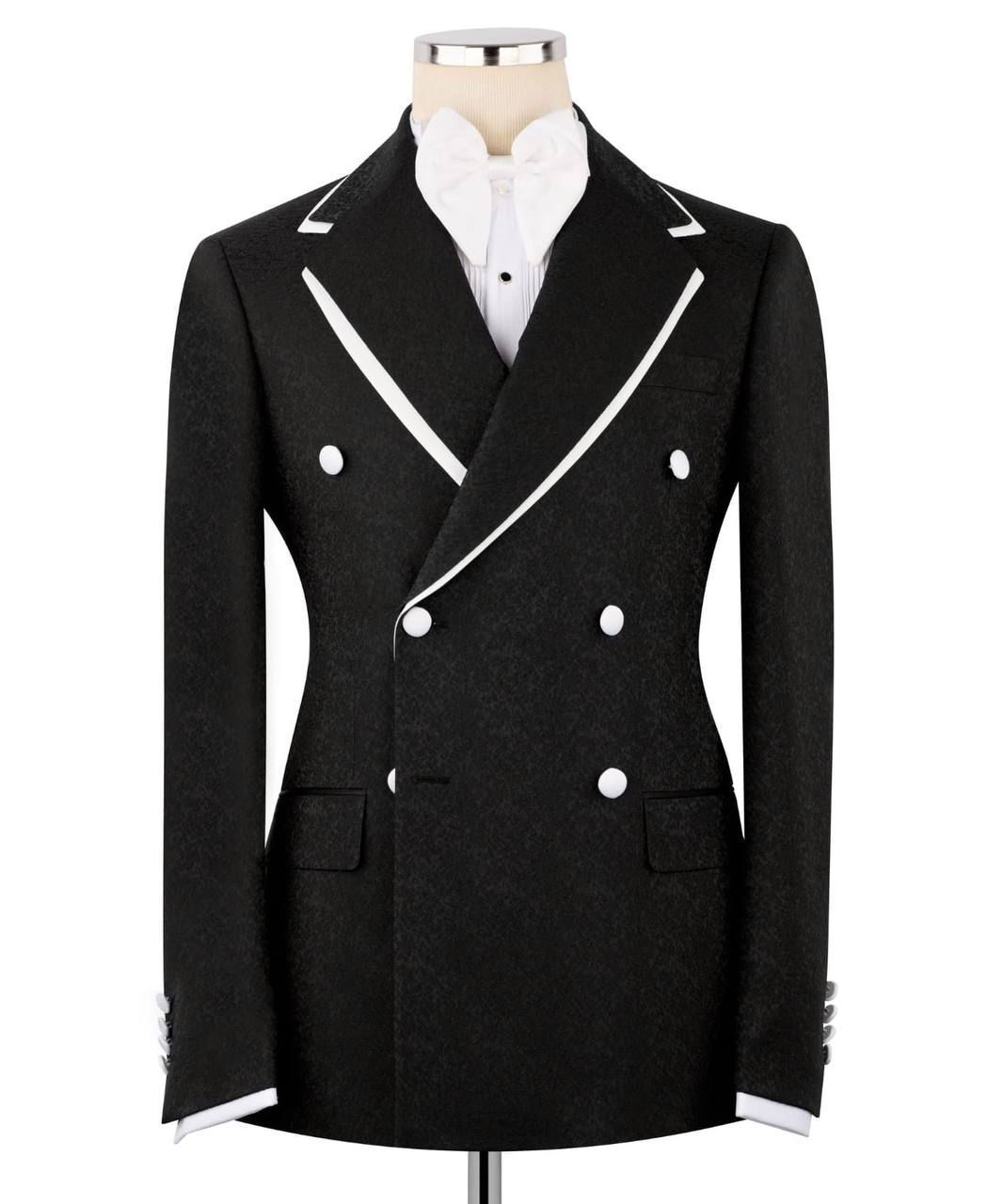 ORIGINAL MILANO – Pcs Black Royal Contrast Double-Breasted Tuxedo