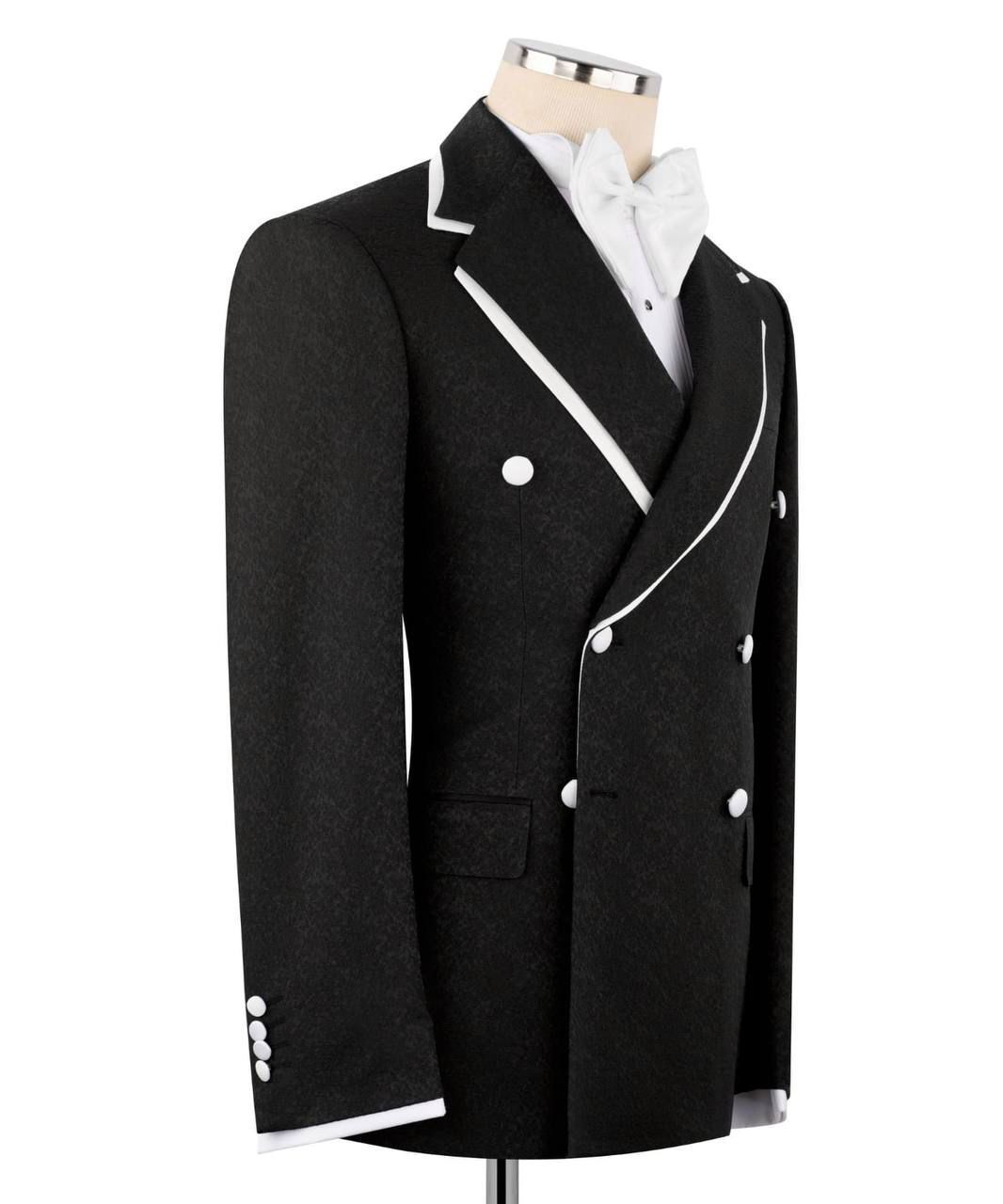 ORIGINAL MILANO – Pcs Black Royal Contrast Double-Breasted Tuxedo