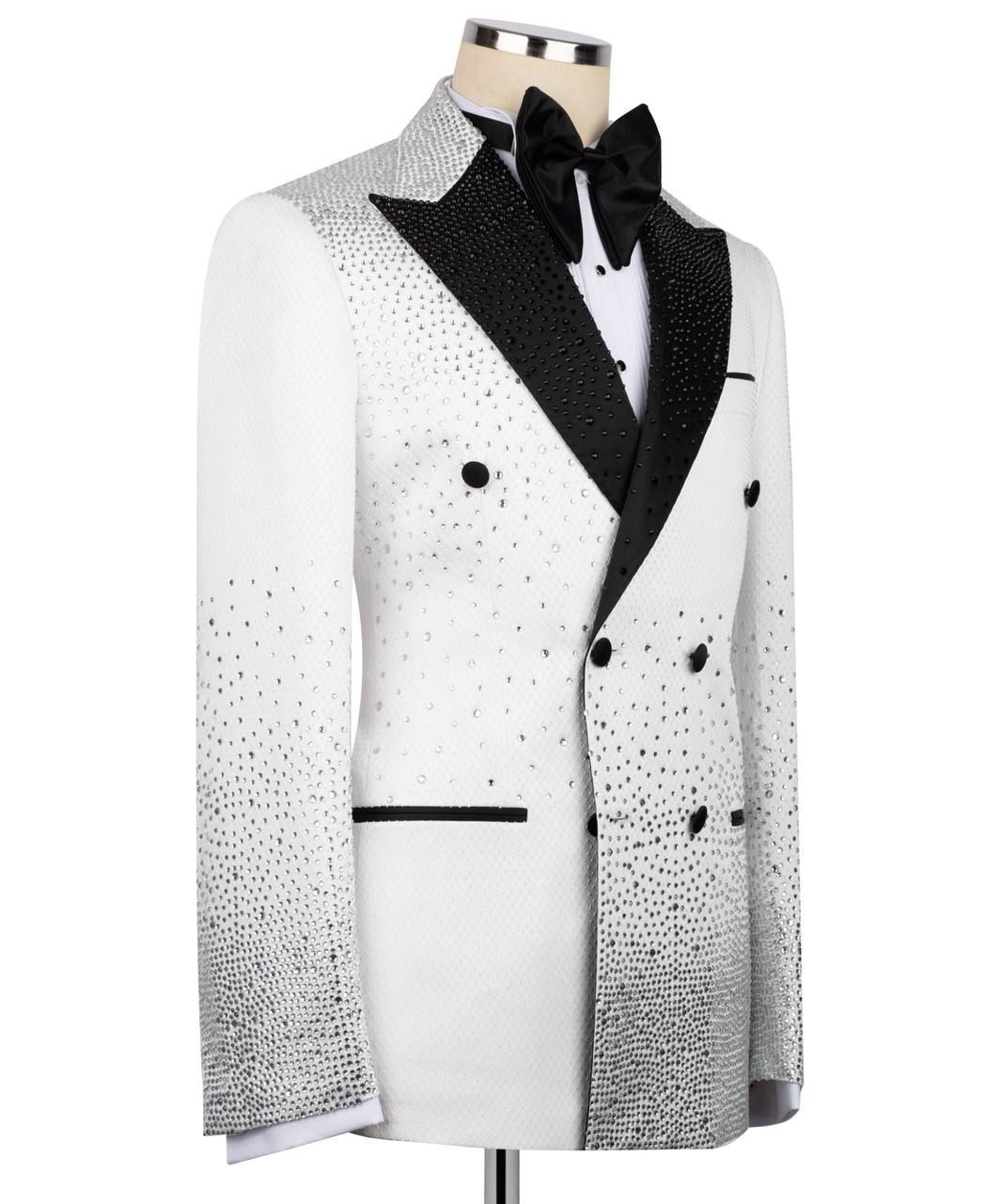 ORIGINAL MILANO –2pcs White Crystal Prestige Double-Breasted Tuxedo