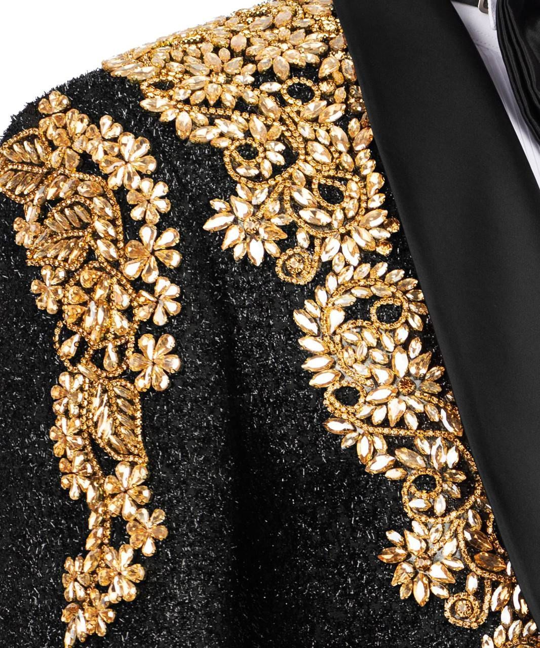 ORIGINAL MILANO – 3 Pcs Black & Gold Royal Embroidered Tuxedo