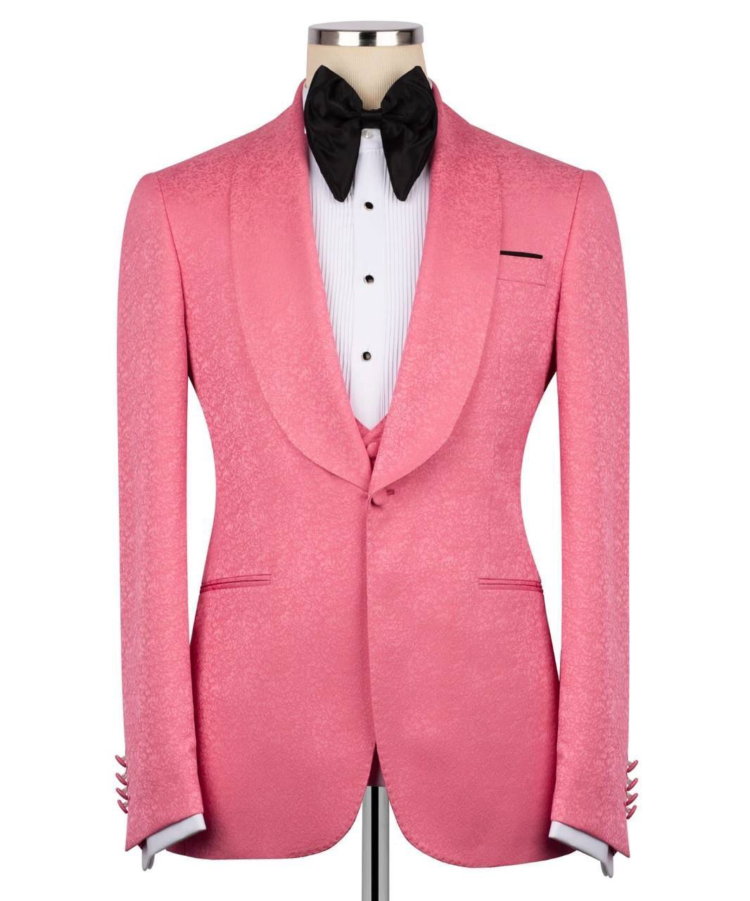ORIGINAL MILANO –3pcs Rose Pink Luxury Shawl Lapel Tuxedo