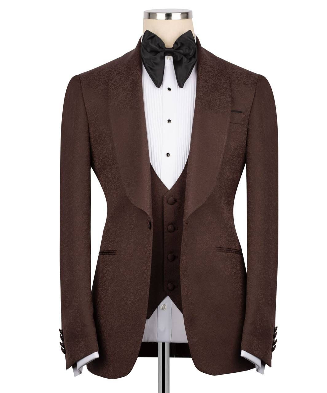 ORIGINAL MILANO – 3pcs Rich Espresso Brown Shawl Lapel Tuxedo