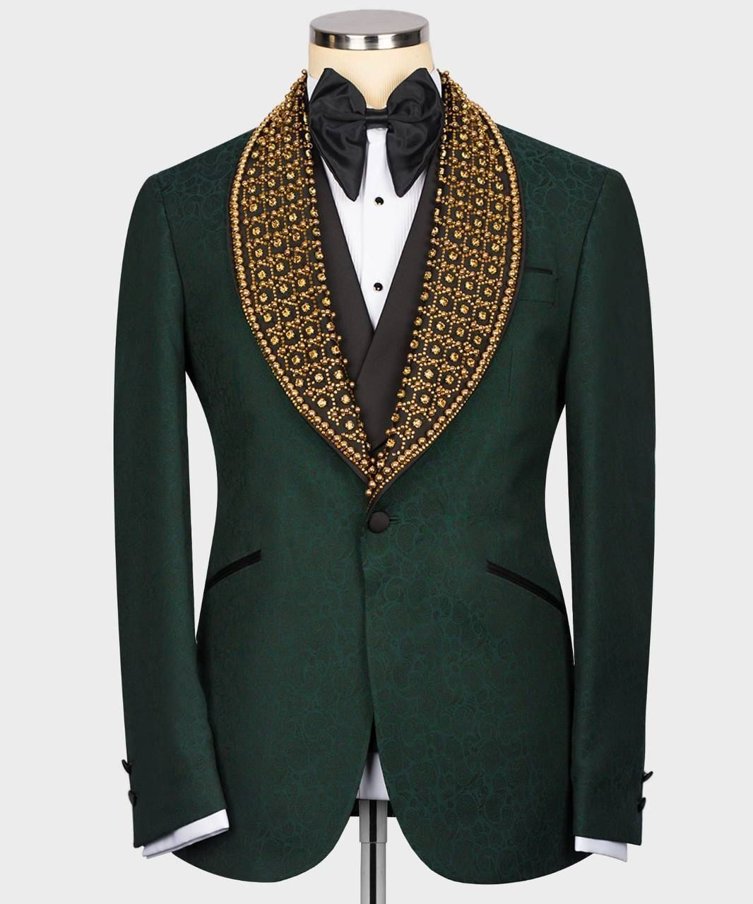 ORIGINAL MILANO –3Pcs Emerald Baroque Tuxedo Jacket