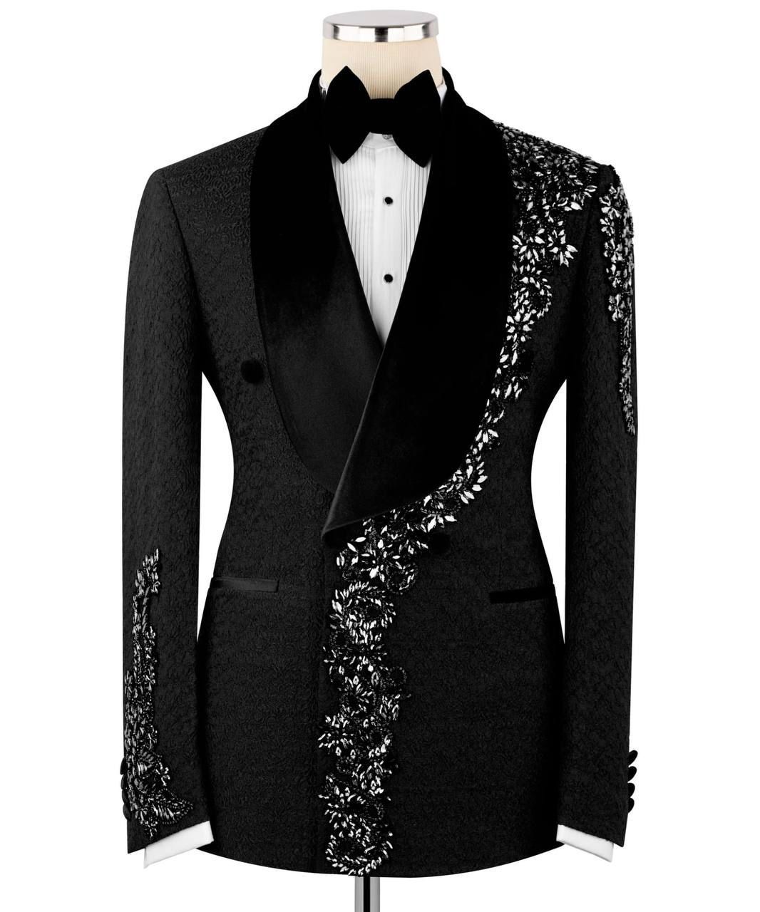 ORIGINAL MILANO –2Pcs Noir Regal Embroidered Couture Tuxedo