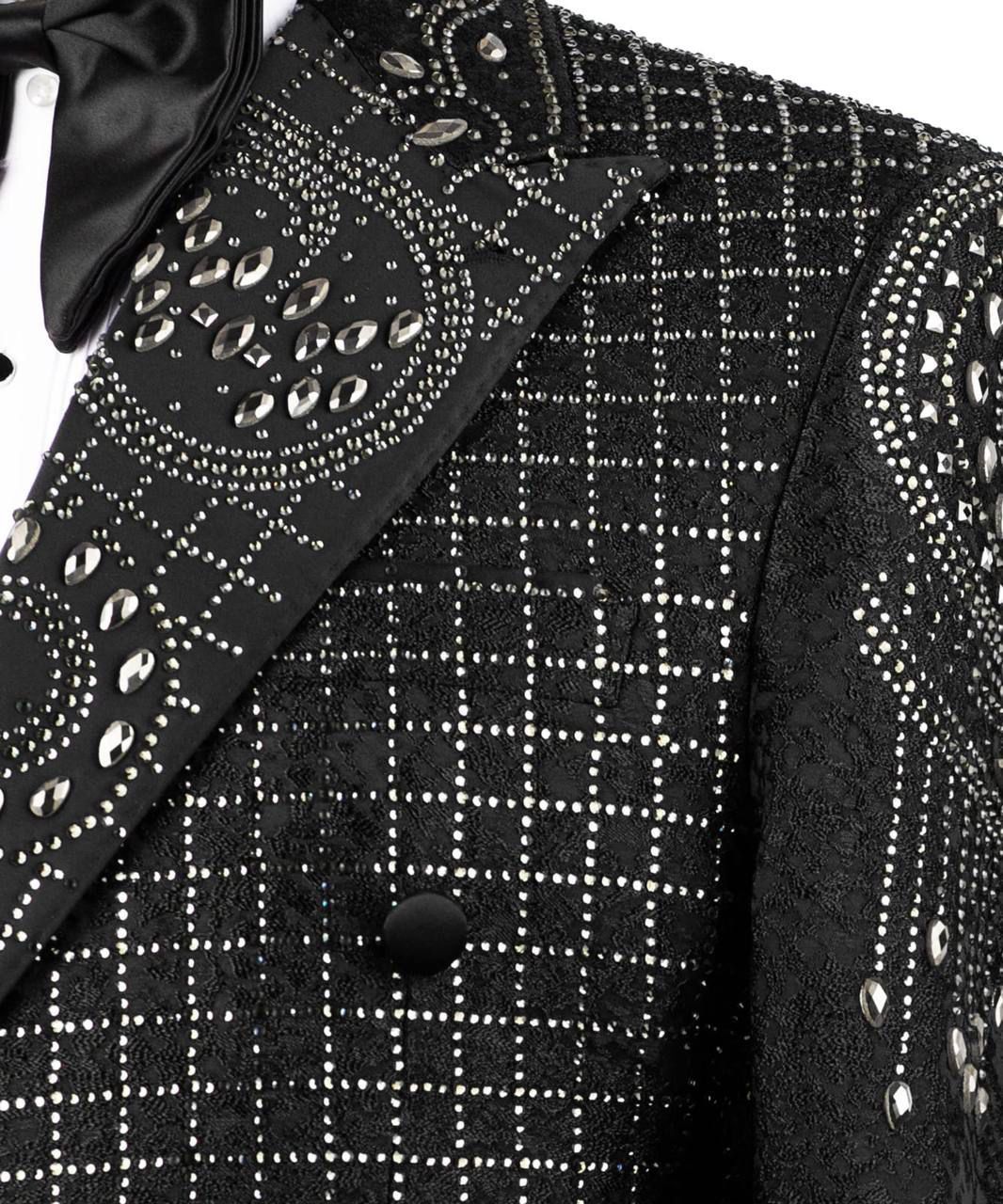 ORIGINAL MILANO –2Pcs Black Imperial Crystal Couture Tuxedo