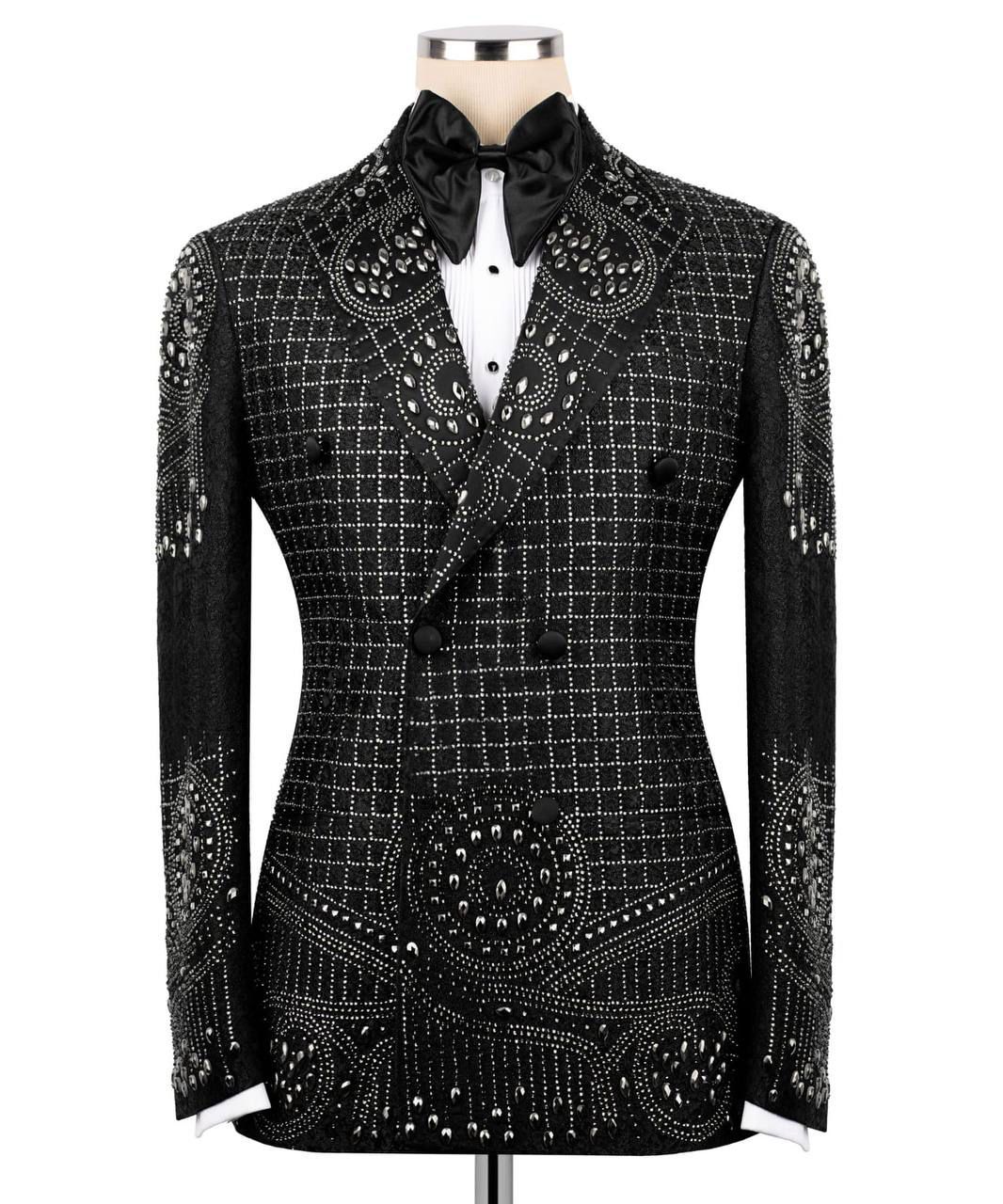 ORIGINAL MILANO –2Pcs Black Imperial Crystal Couture Tuxedo